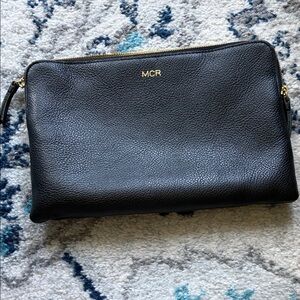 Mark & Graham Black Leather Zip Pouch